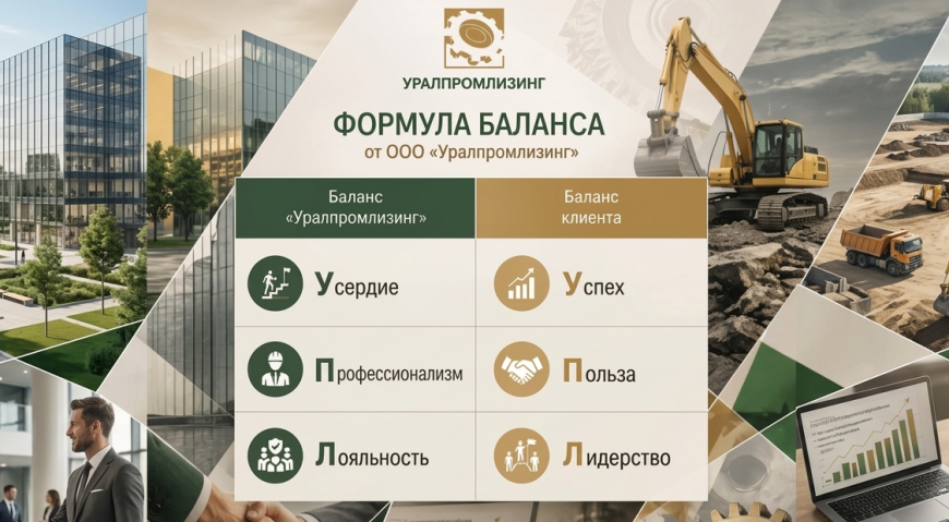 Формула баланса от «Уралпромлизинг»: Наши Усердие, Профессионализм и Лояльность – Ваши Успех, Польза и Лидерство